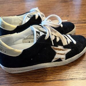 Authentic Golden Goose Black suede and cow hide Star Sneakers. Women’s size 36.